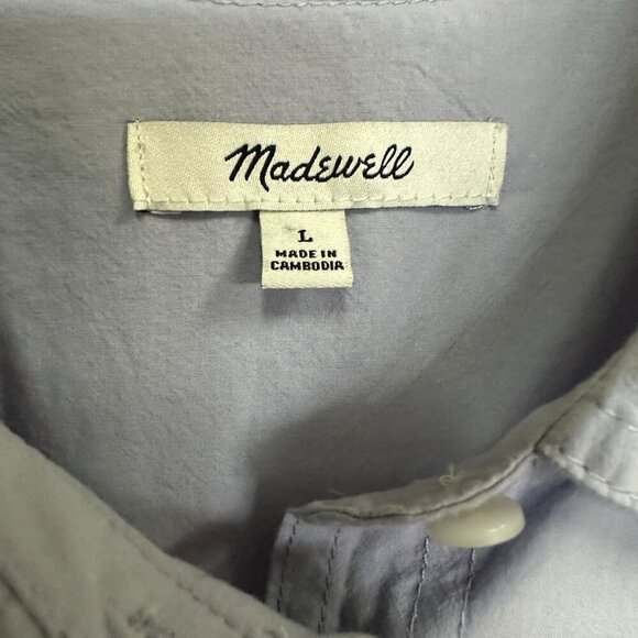 Madewell Women's Signature Poplin Short-Sleeve Button-Down Shirt, Blue, Large - Picture 4 of 8
